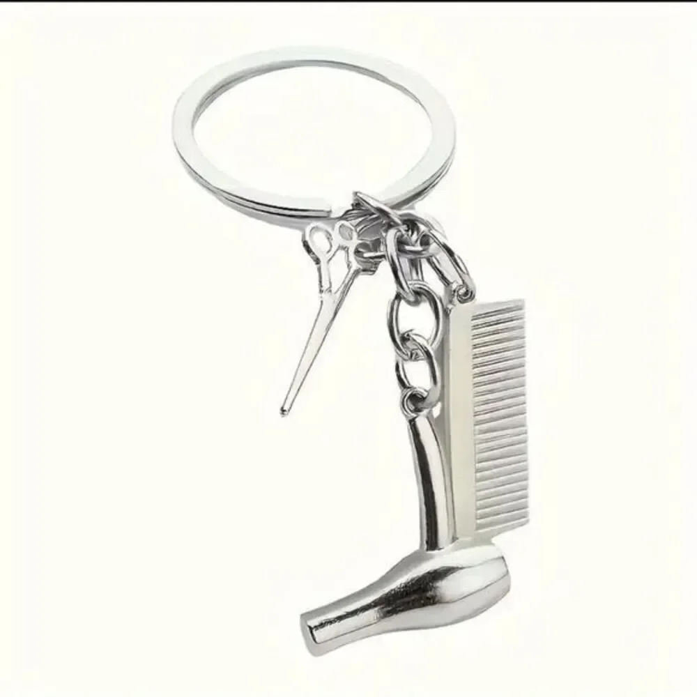Stylish Hairdressing‎ Keychain with Scissors, Dryer,and Comb Accessories